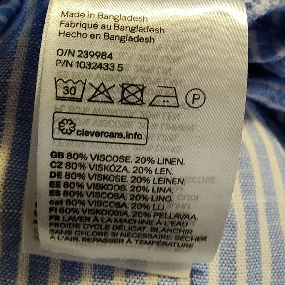 H&M Blue White Strip Sun Dress Small Spring Summer Adjustable Straps - Picture 5 of 6